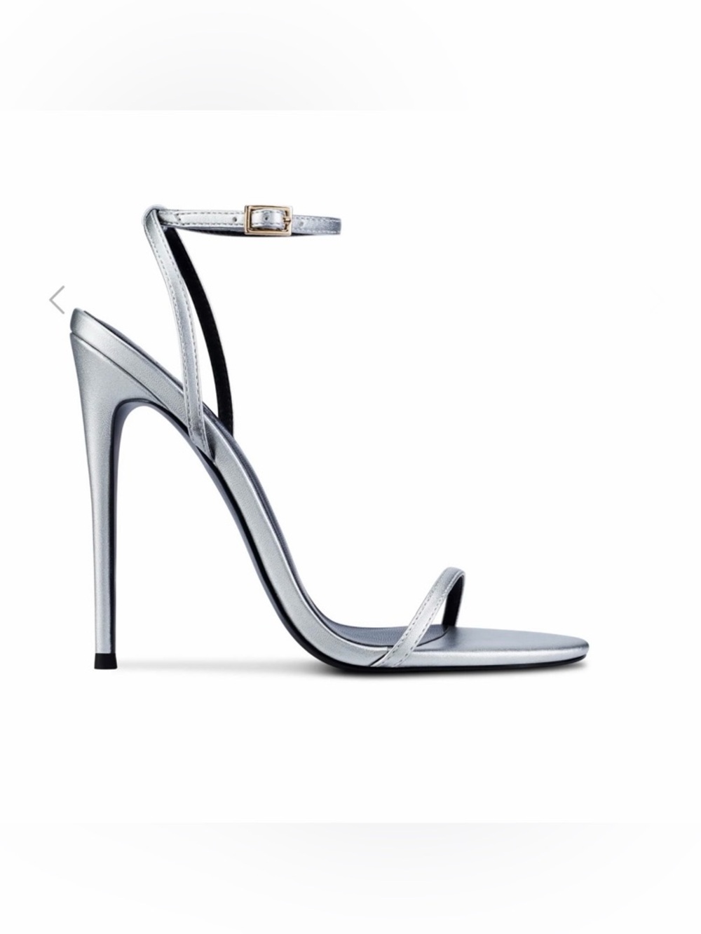 Femme Los Angeles Vegan Leather Metallic Silver Stiletto Ankle-Strap Sandals 39